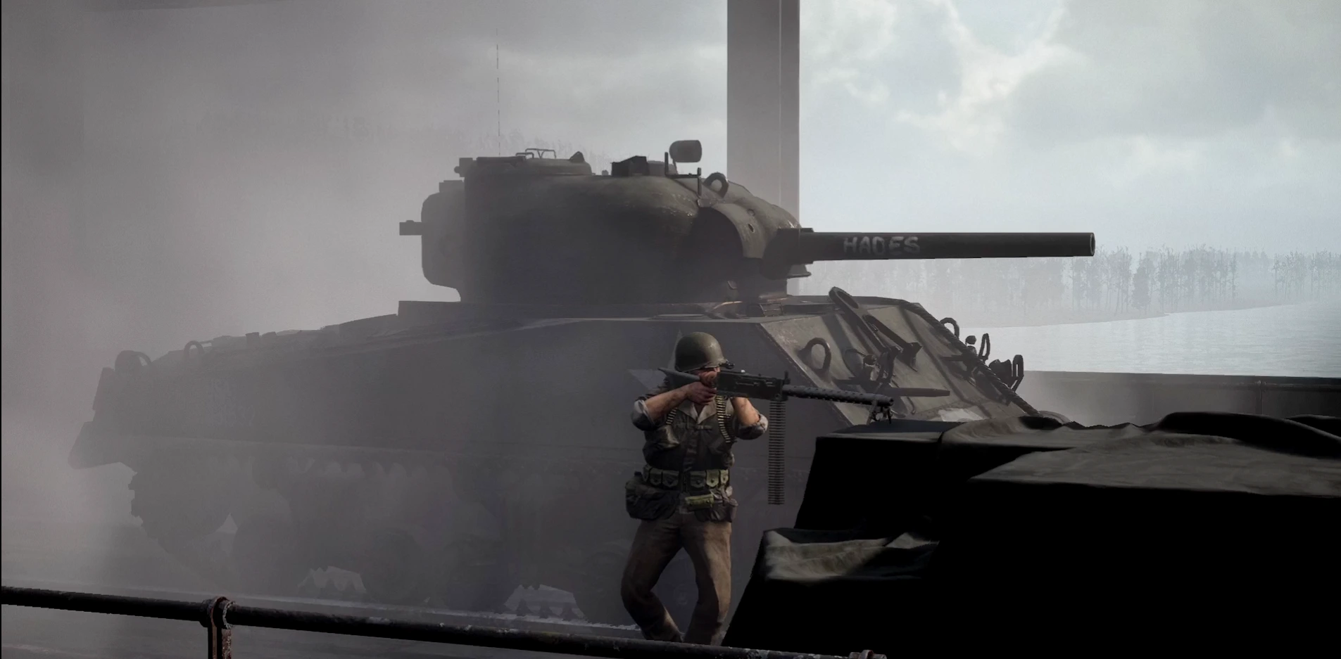 Panzerunterstützung auf der Brücke